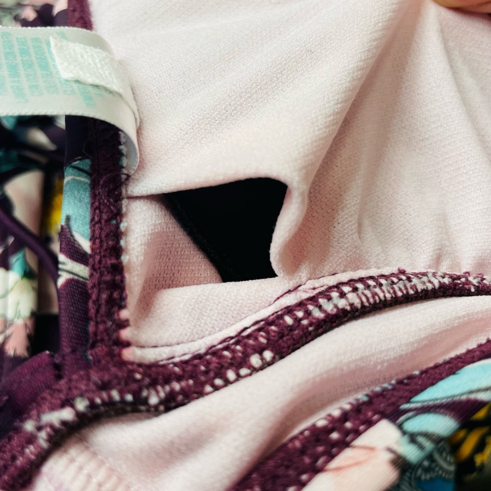 Kona Sol Floral Bikini Set Medium Burgundy Pink Tie Side Halter - Picture 12 of 15